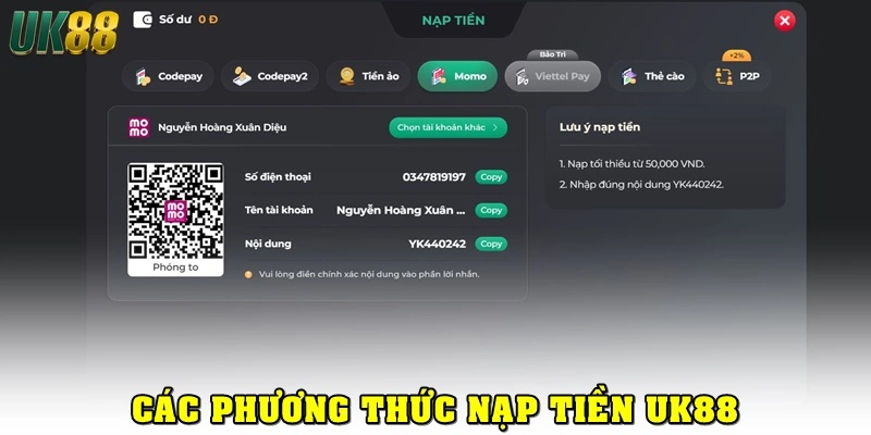 Hướng Dẫn Nạp Tiền UK88 Cực Dễ Với Phương Thức Đa Dạng - Betlucky88